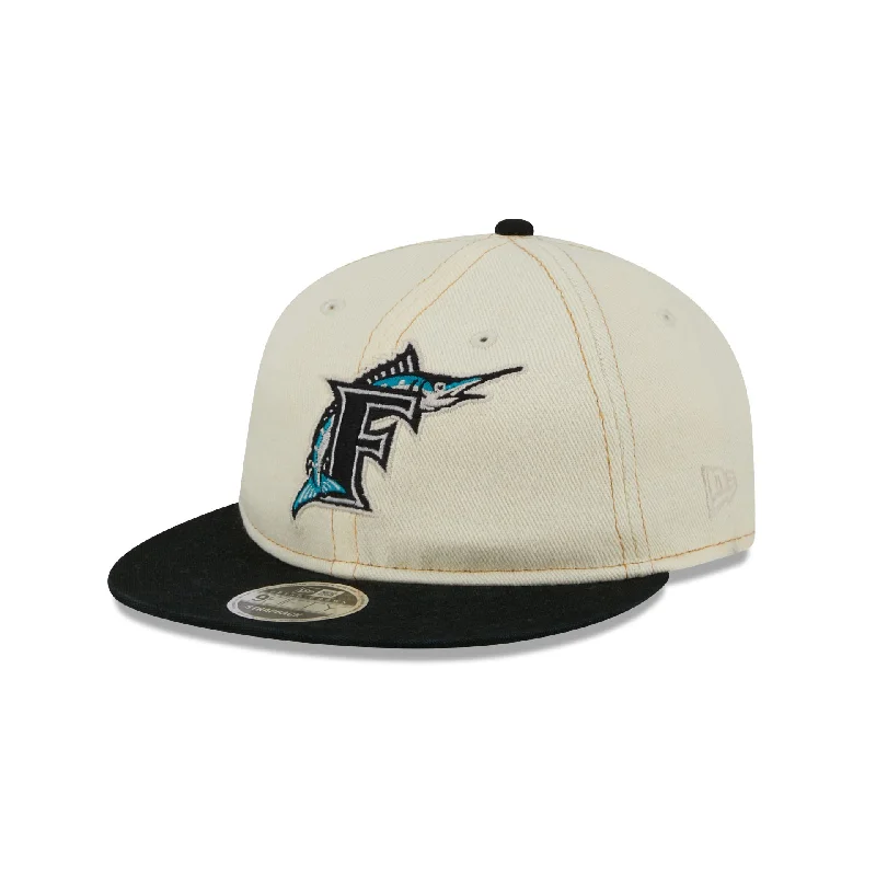 Men’s stylish cashmere scarf-Miami Marlins Chrome Denim Retro Crown 9FIFTY Adjustable Hat