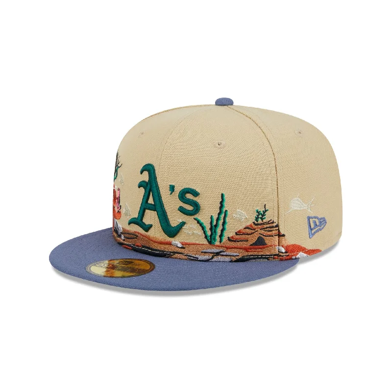 Men’s breathable trucker hat-Oakland Athletics Team Landscape 59FIFTY Fitted Hat