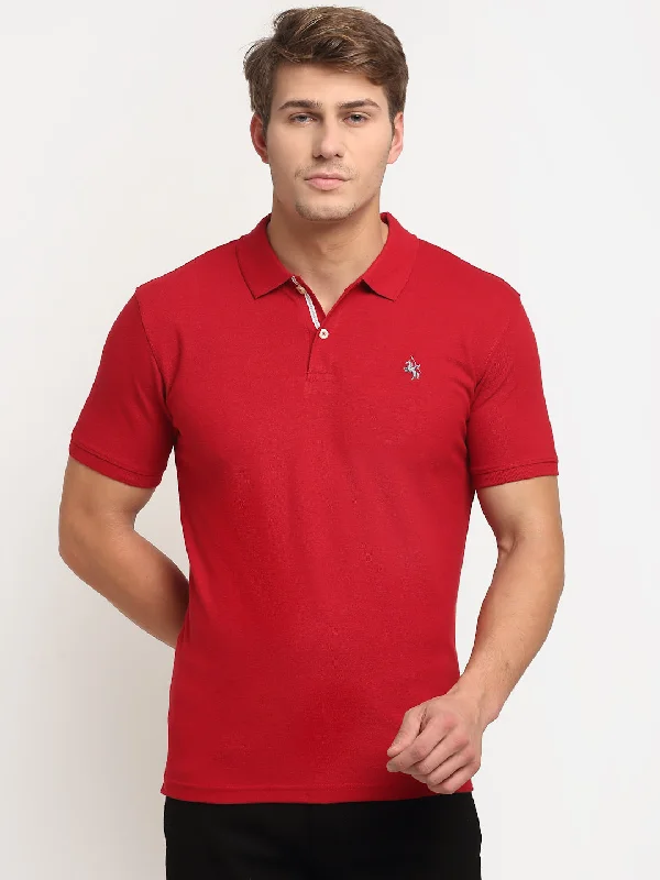 Men’s stylish ombre tee-Men's Maroon  Polo neck Half Sleeve T-Shirt