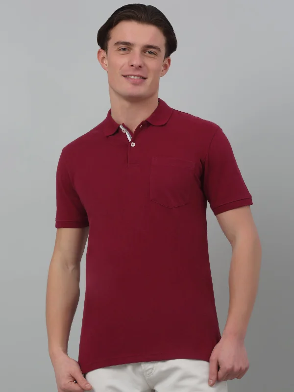 Men’s bold supima top-Men's Maroon  Polo neck Half Sleeve T-Shirt with chest pocket