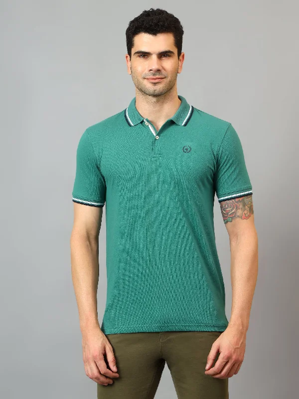 Men’s durable paisley tee-Men's Green  Polo neck Half Sleeve T-Shirt