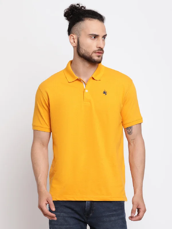 Men’s modern chevron short-sleeve tee-Men's Mustard  Polo neck Half Sleeve T-Shirt