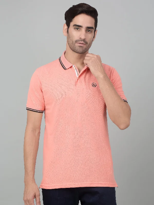 Men’s breathable modal top-Men's Peach  Polo neck Half Sleeve T-Shirt