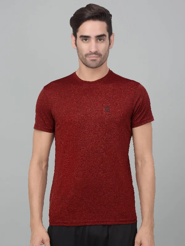 Men’s comfy paisley tee-Men's Red Melange Round neck Half Sleeve T-Shirt with chest print