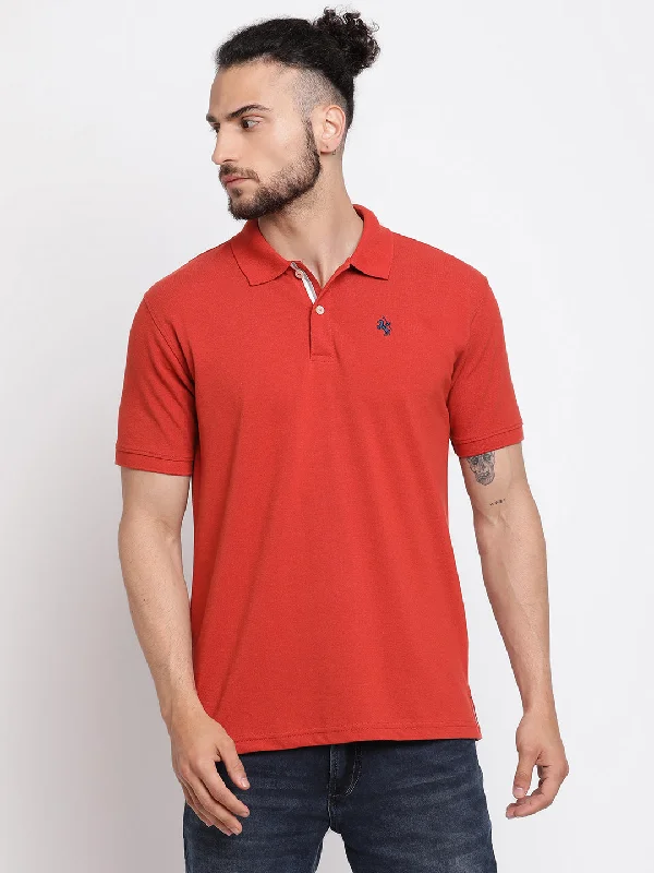 Men’s stylish supima tee-Men's Rust  Polo neck Half Sleeve T-Shirt