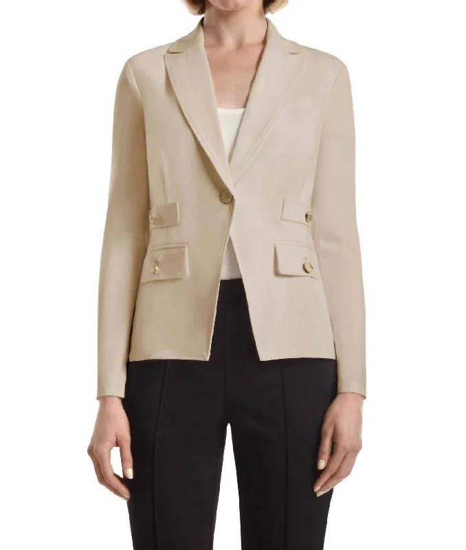 Men’s modern chalk-stripe suit-Courage Blazer In Sand