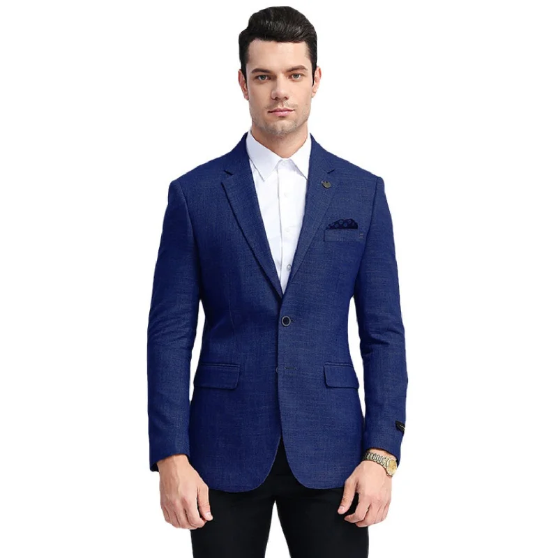 Men’s casual unstructured suit-Galaxy Garnish Collection: Navy Solid Color Slim Fit Blazer