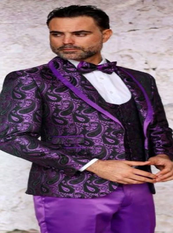 Men’s bold shawl-collar suit-INSOMNIA KINGSTON Purple Suit