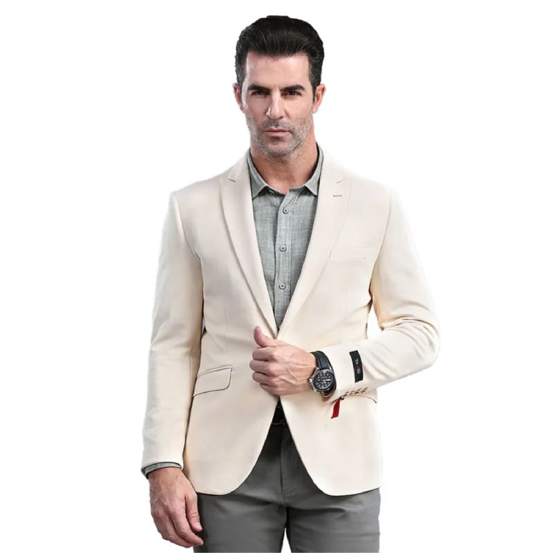 Men’s durable shawl suit-Moonlit Mode Collection: Tan Solid Color Skinny Fit Blazer