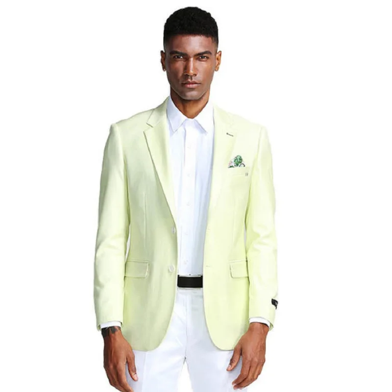 Men’s relaxed shawl-collar suit-Oceanic Outfits Collection: Mint Solid Color Slim Fit Blazer