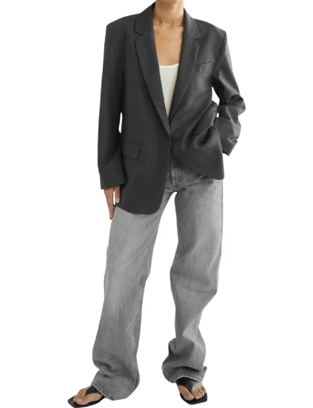 Men’s lightweight velvet suit-Oversized Wool Blazer In Grey