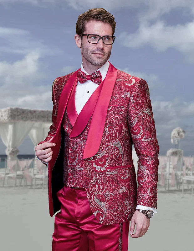 Men’s casual seersucker suit-STATEMENT DELANO RED Suit