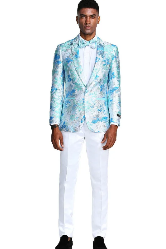 Men’s bright velvet suit-Stylefyre Collection: Men's Single-Breasted Blazer In Blue