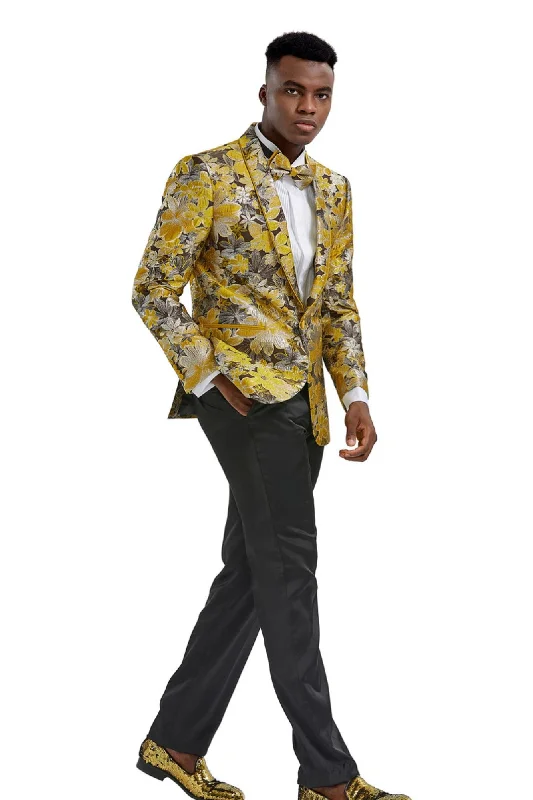 Men’s lightweight three-button suit-Stylefyre Collection: Men's Single-Breasted Blazer In Gold