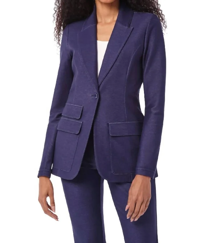 Men’s stylish chalk-stripe suit-Vesta Blazer In Medium Blue Wash