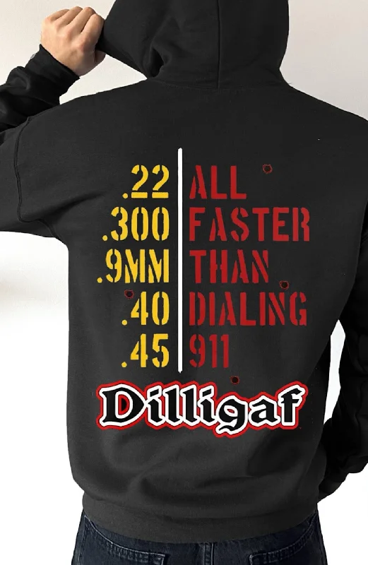 Men’s bold split hoodie-All Faster Than Dialing 911! Pullover Hoodie