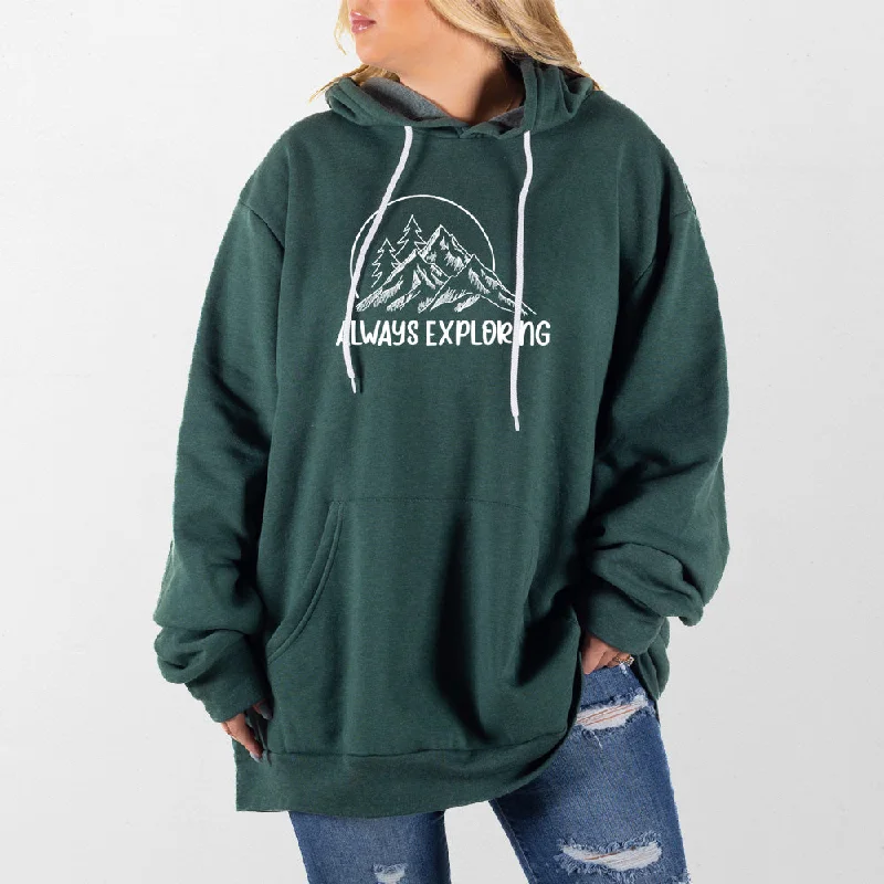 Men’s trendy jersey sweatshirt-Always Exploring Giant Hoodie