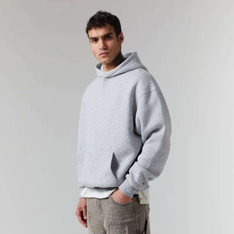 Men’s soft drop-shoulder sweatshirt-Basic Hoodie | Grey Marl