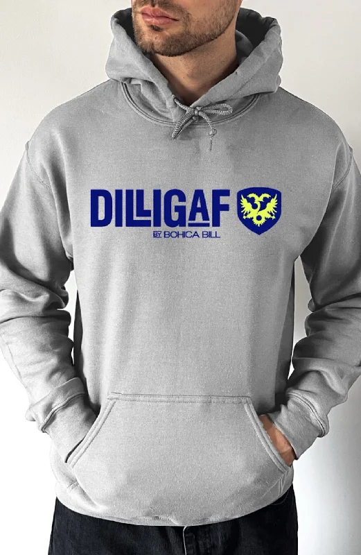 Men’s modern jersey sweatshirt-Dilligaf Classic Pullover Hoody Grey & White Variety