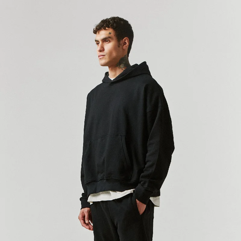 Men’s durable panel hoodie-Heavyweight Box Fit Hoodie | Black