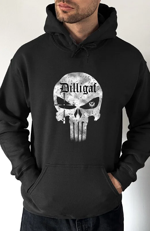 Men’s stylish heathered hoodie-Dilligaf Punisher Pullover Hoodie