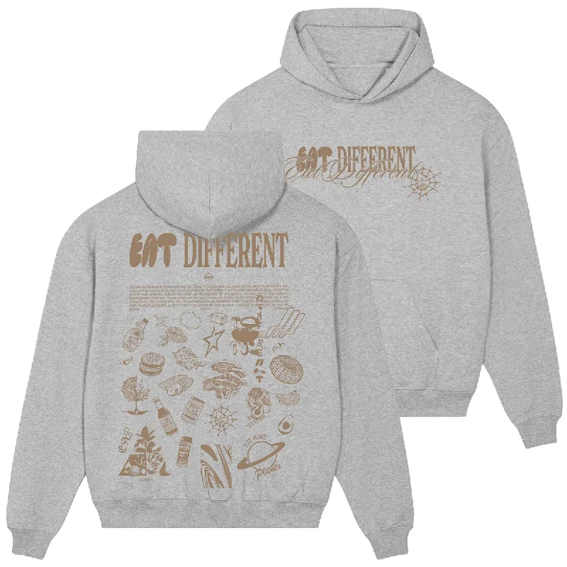 Men’s modern bamboo hoodie-Eat Different Deluxe Organic Box Hoodie - Heather Grey