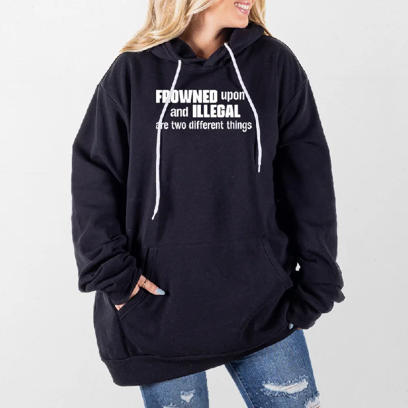 Men’s vintage faded hoodie-Frowned Upon and Illegal Giant Hoodie