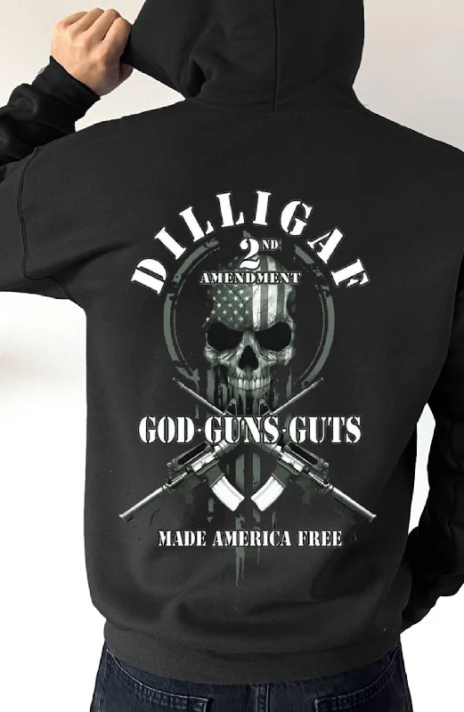 Men’s bright faded hoodie-GOD GUNS GUTS Pullover Hoodie