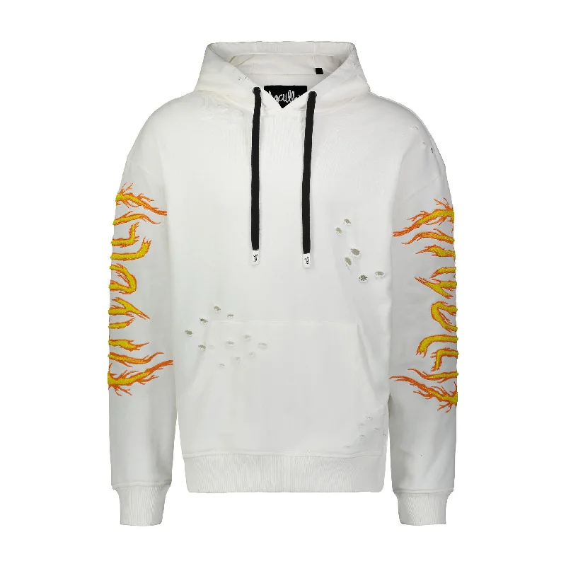 Men’s relaxed acid-wash hoodie-HAC ON FIRE HOODIE OFF WHITE