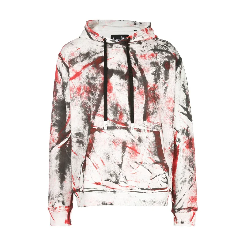 Men’s stylish tonal sweatshirt-HAND PAINTED HOODIE BLACK/RED