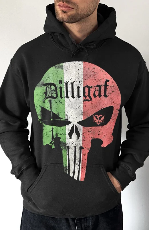 Men’s relaxed heathered hoodie-Italian Punisher Pullover Hoodie