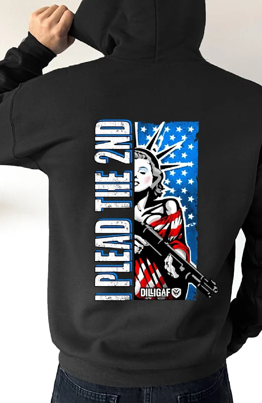 Men’s casual french-terry sweatshirt-Lady Liberty Plead The 2nd Pullover Hoodie