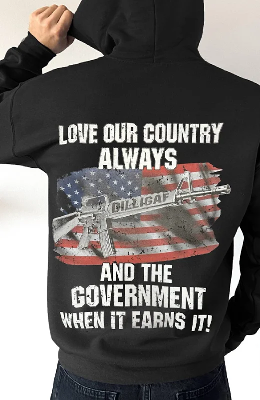 Men’s stylish marled sweatshirt-Love our Country Pullover Hoodie