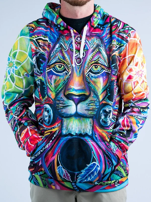 Men’s stylish acid-wash hoodie-Lunar Lion Unisex Hoodie