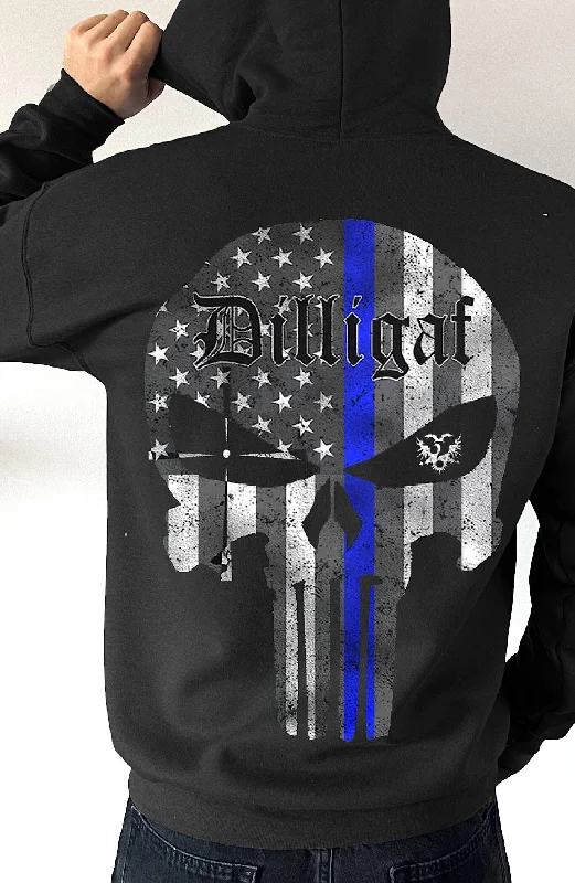 Men’s slim-fit bamboo hoodie-Police Dilligaf Punisher Pullover Hoodie