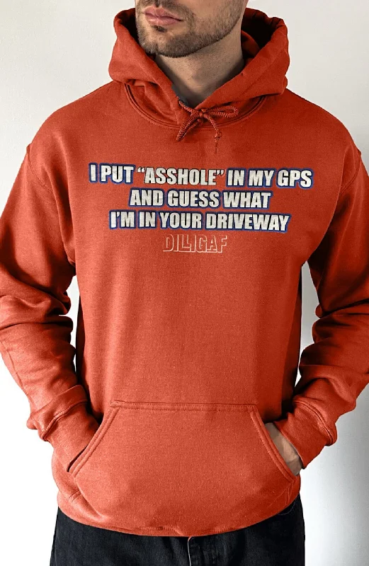 Men’s soft heathered sweatshirt-Put "asshole" in GPS Pullover Hoodie