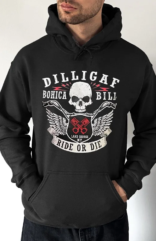 Men’s breathable drop-shoulder hoodie-Ride or Die Pullover Hoodie