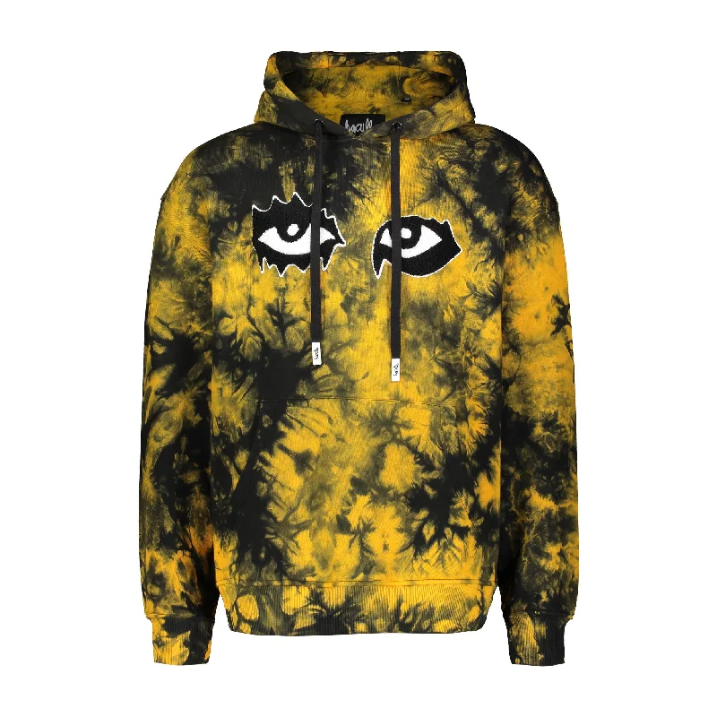 Men’s slim-fit split hoodie-SIGNATURE EYES HOODIE ORANGE/BLACK TIE DYE