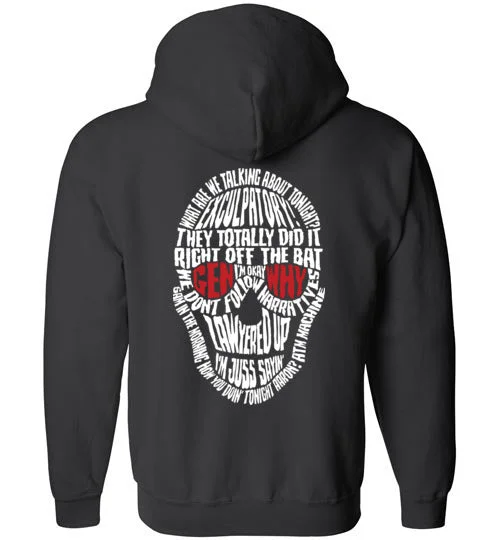 Men’s soft panel hoodie-Skull Juss Sayin' Zippered Hoodie