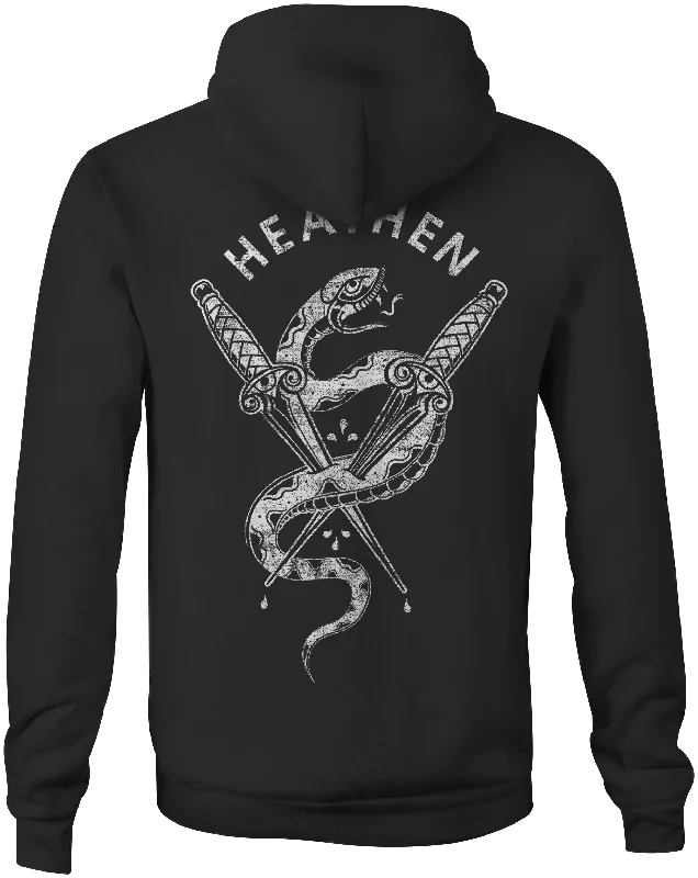 Men’s trendy loopback hoodie-Snake & Daggers Pullover Hoodie