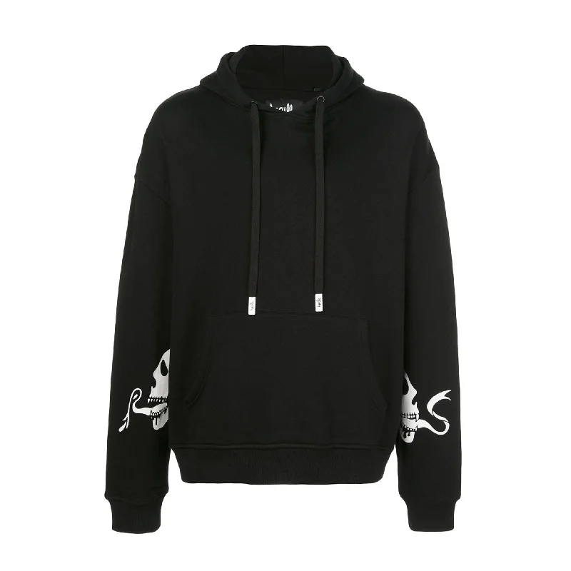 Men’s trendy marled hoodie-SNAKE DROP SHOULDER HOODIE BLACK