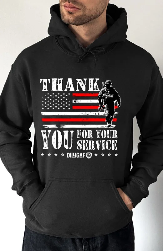 Men’s modern jersey sweatshirt-Thank You For Your Service Pullover Hoodie