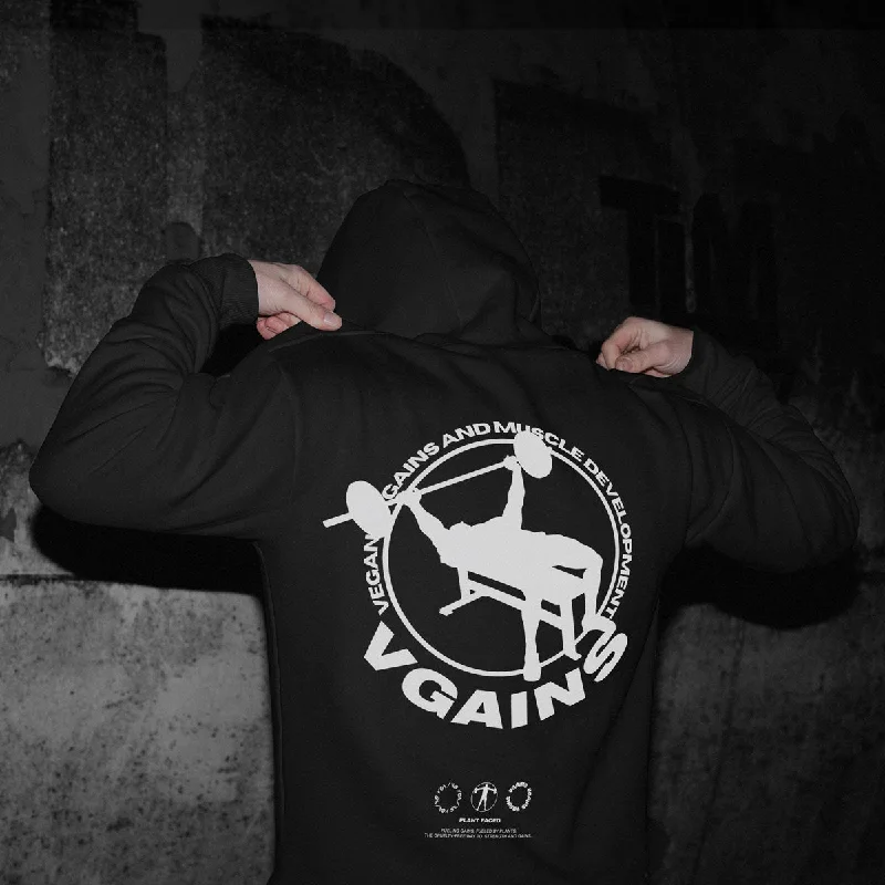 Men’s casual marled sweatshirt-VGAINS Emblem Hoodie - Black