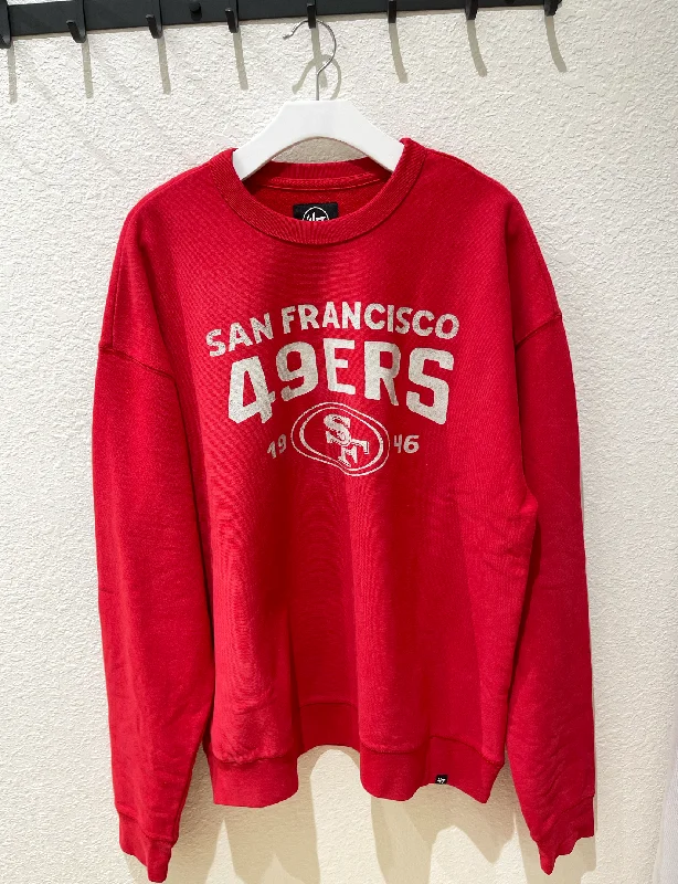 Men’s bold drop-shoulder hoodie-SF 49ers Dusted Windsor River Crew Sweatshirt, Red