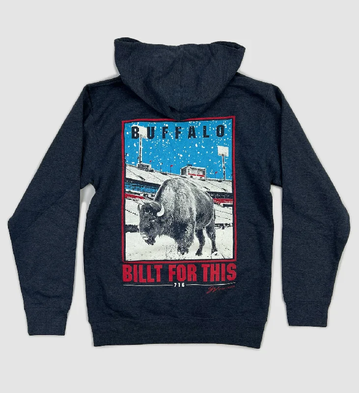 Men’s slim-fit marled hoodie-Buffalo “Billt For This” Navy Hooded Sweatshirt