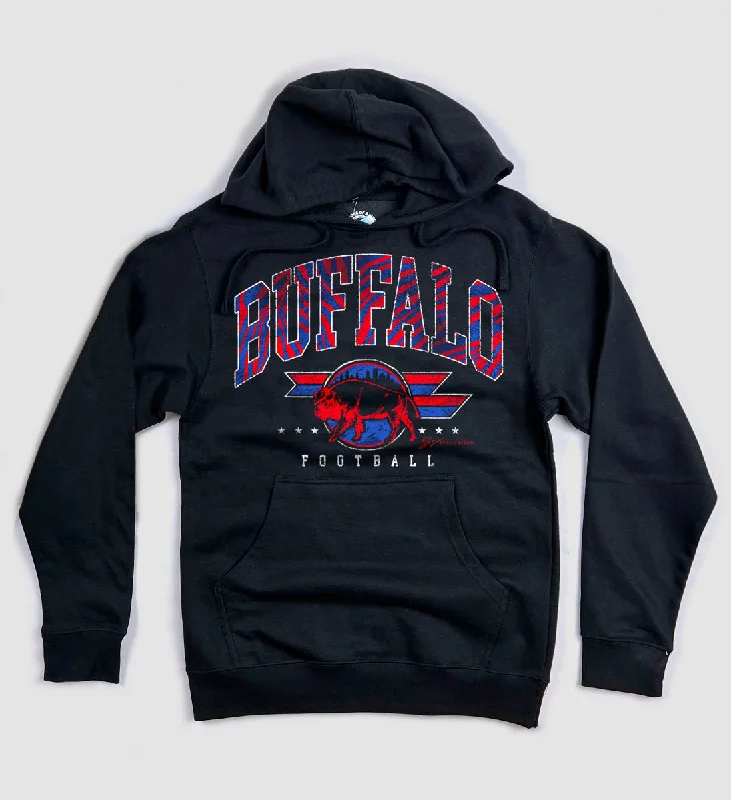 Men’s modern tonal hoodie-Buffalo Football Retro Pattern Hooded Sweatshirt