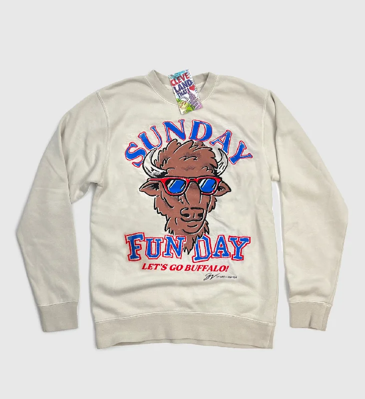 Men’s comfy marled hoodie-Buffalo Sunday Funday Crew Sweatshirt