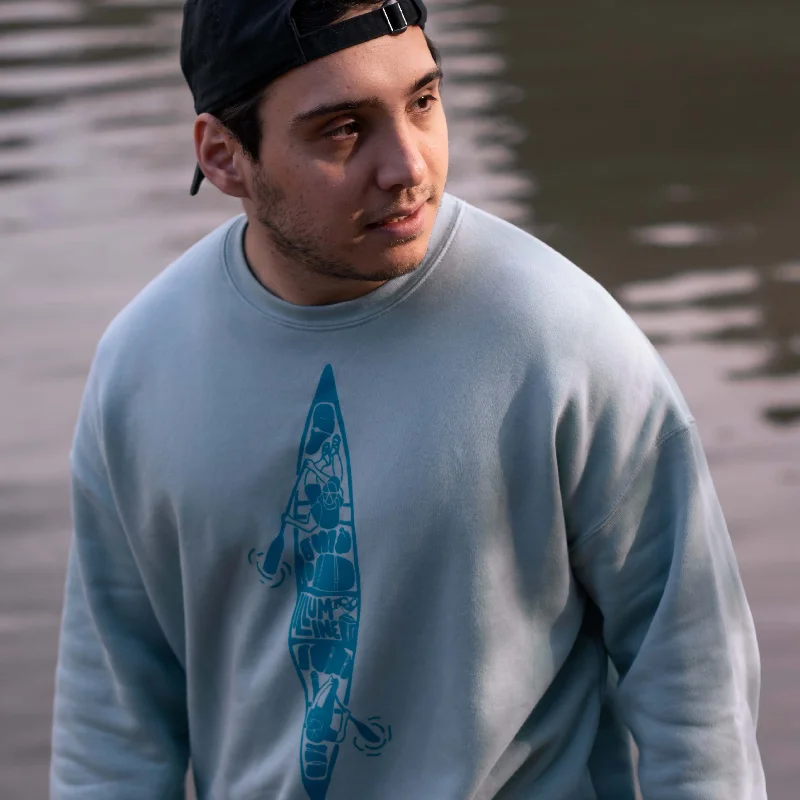 Men’s comfy panel hoodie-Canoeing Days Sweatshirt - Dusty Blue