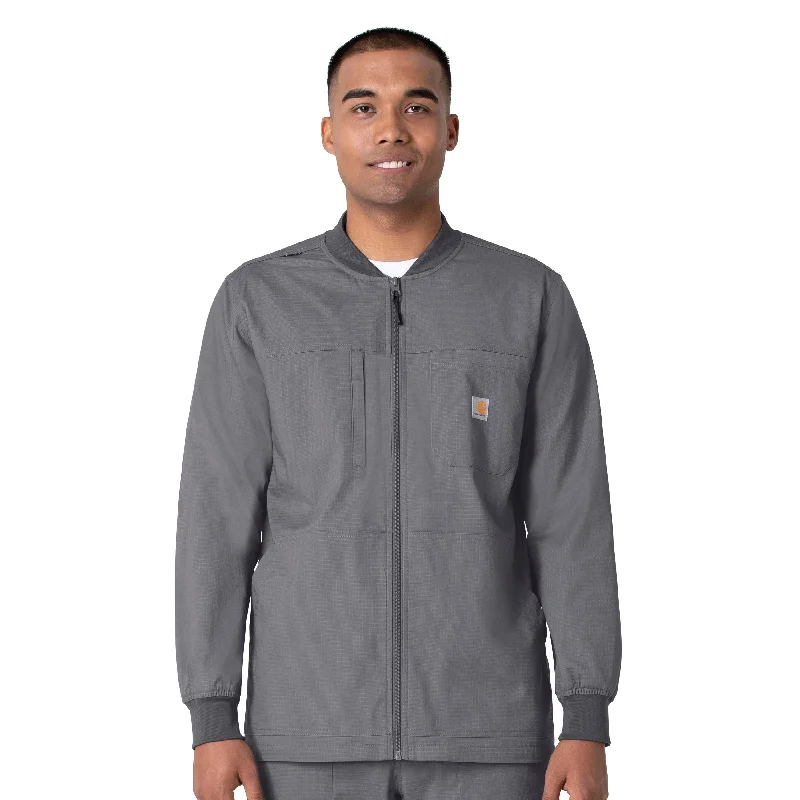 Men’s slim-fit twill coat-Carhartt Rugged Flex Ripstop Men's Utility Warm-Up Jacket - Pewter