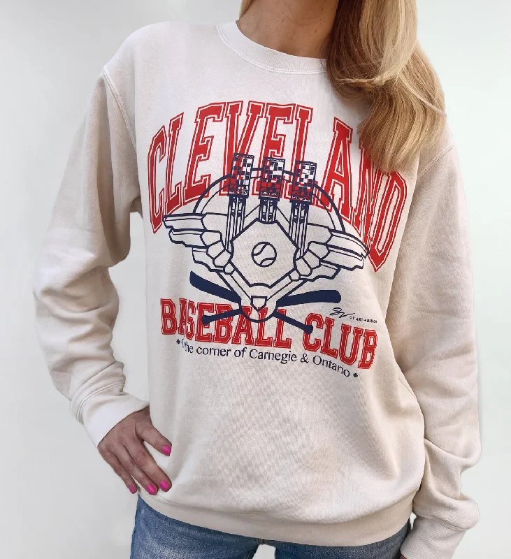 Men’s breathable bamboo hoodie-Cleveland Baseball Club Crew Sweatshirt